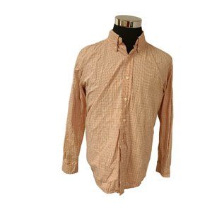 Steve & Barry’s Mens Large Orange Stripe Long Sleeve Button Up Shirt 16-16.5